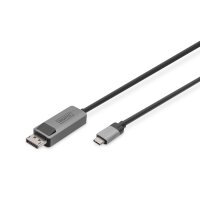 DIGITUS 8K 30Hz. USB Type C to DP adapter cable HBR3 Alu Housing Black 1m