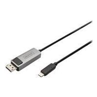 DIGITUS 8K 30Hz. USB Type C to DP adapter cable HBR3 Alu Housing Black 3m