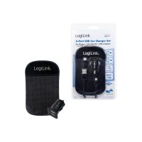 LOGILINK USB 2-Port Car charger set, with anti-slip mat,...