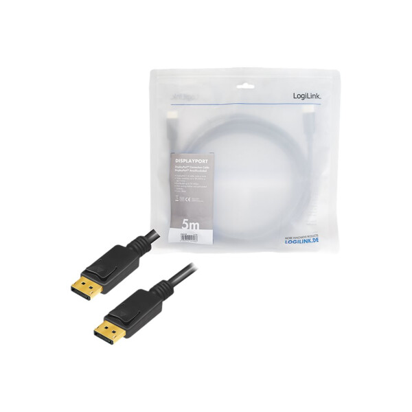 LOGILINK DisplayPort 1.4 Anschlusskabel, 5,0 m, schwarz DisplayPort Stecker - DisplayPort Stecker, m