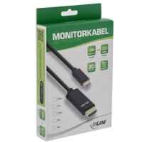 INLINE USB Display Kabel - USB-C Stecker zu HDMI Stecker (DP Alt Mode) - 4K2K - schwarz - 3m (64113)