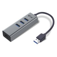 I-TEC USB 3.0 Metal 3-Port HUB mit Gigabit Ethernet Adapter 1x USB 3.0 auf RJ-45 3x USB 3.0 Port LED