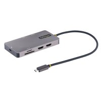 STARTECH.COM USB C Multiport Adapter Dual HDMI Video 4K 60Hz 2Pt 5Gbps USB-A Hub 100W PD GbE SD/Micr