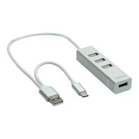 ROLINE USB 2.0 Notebook Hub, 4 Ports, Typ A+C Anschlusskabel (14.02.5037)