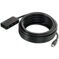 ROLINE USB 3.2 Gen 1 4-Port Hub mit Repeater, schwarz, 10 m (12.04.1098)