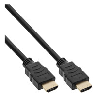 HDMI Kabel, InLine®, HDMI 1.4, St/St, schwarz/gold, 1m