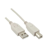 USB 2.0 Kabel, InLine®, A an B, beige, 1.8m, bulk